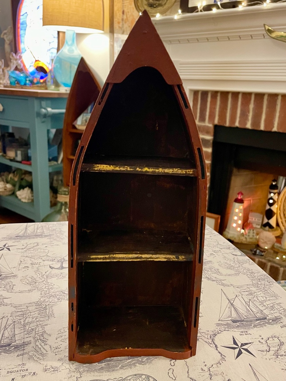 Vintage-Style Wooden Rowboat Shelf | Nautical Coastal Wall or Tabletop Décor